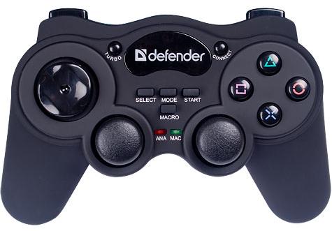 Геймпад DEFENDER Game RACER WIRELESS v2.0 10m, 2дж, 10 кн, USB-PS/2, беспроводной