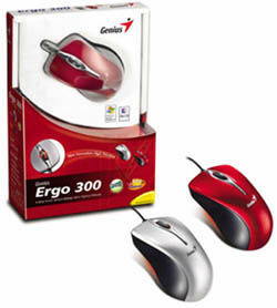 Мышь Genius Mini Ergo 300, 4D-Scroll, U+P, 800 dpi, ruby